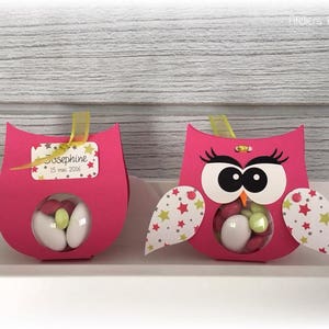 boite à dragées chouette hibou boule 8cm parrain marraine / déco de table image 7