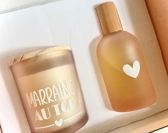 Coffret ROSE  parfum d'ambiance  - Marraine - Mamie - Maman - Tata - Nounou - ATSEM - Collègue - Maîtresse