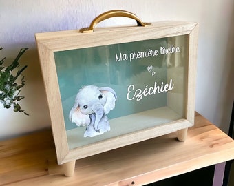 Tirelire personnalisée - illustration animaux en couleur  - cadeau naissance, baptême, anniversaire...