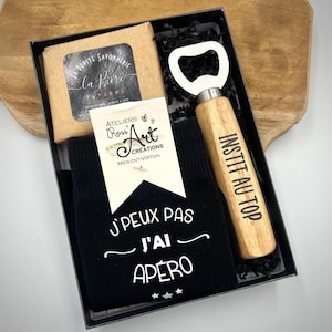 Coffret cadeau homme personnalisable - chaussette - décapsuleur personnalisable - savon artisanal à la bière