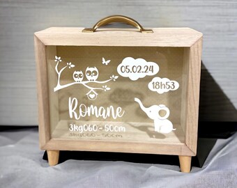 Tirelire Bois Personnalisée Enfant - Avec Lettres Amovibles - Cadeau éducatif Anniversaire Noël - Apprentissage épargne