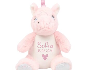 Peluche LICORNE à personnaliser - doudou / nounours- cadeau bébé naissance - anniversaire enfant personnalisé