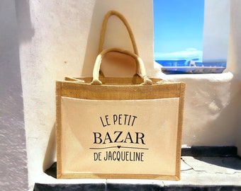 Sac CABA en jute et coton - texte personnalisable