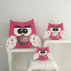 boite à dragées chouette hibou boule 8cm parrain marraine / déco de table