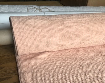 80" EXTRA WIDE 500g/200cm fabric, BGO139W Dusty Pink, Waffle natural 100 % Linen fabric, fabric by the metre bath towel kitchen towel spa