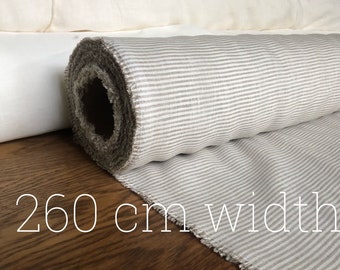 Tejido pequeño de rayas 100 % EXTRA ancho LINEN no BGO205_E suavizada, tela de 260 cm de ancho por metro, ropa de cama, colcha, costura, ropa de cama