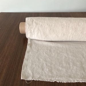 100 % extra ancho tejido natural LINO BGO27soft Beige, 195 g / 250cm de ancho de tela por el metro, ropa de cama imagen 1