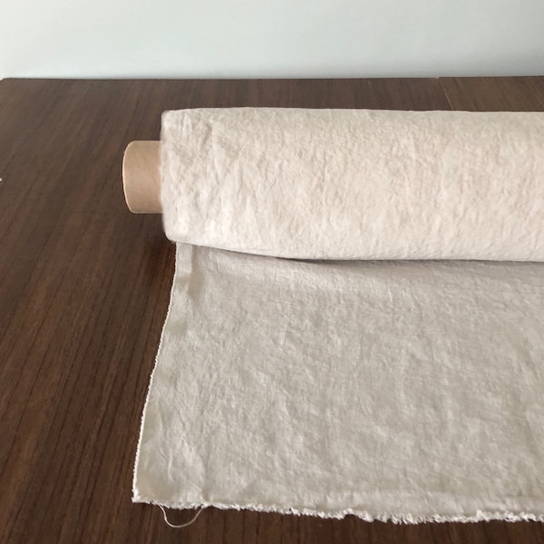 100 % EXTRA large tissu naturel LINEN BGO27soft Beige ,195 g/250cm de largeur tissu par le mètre, literie