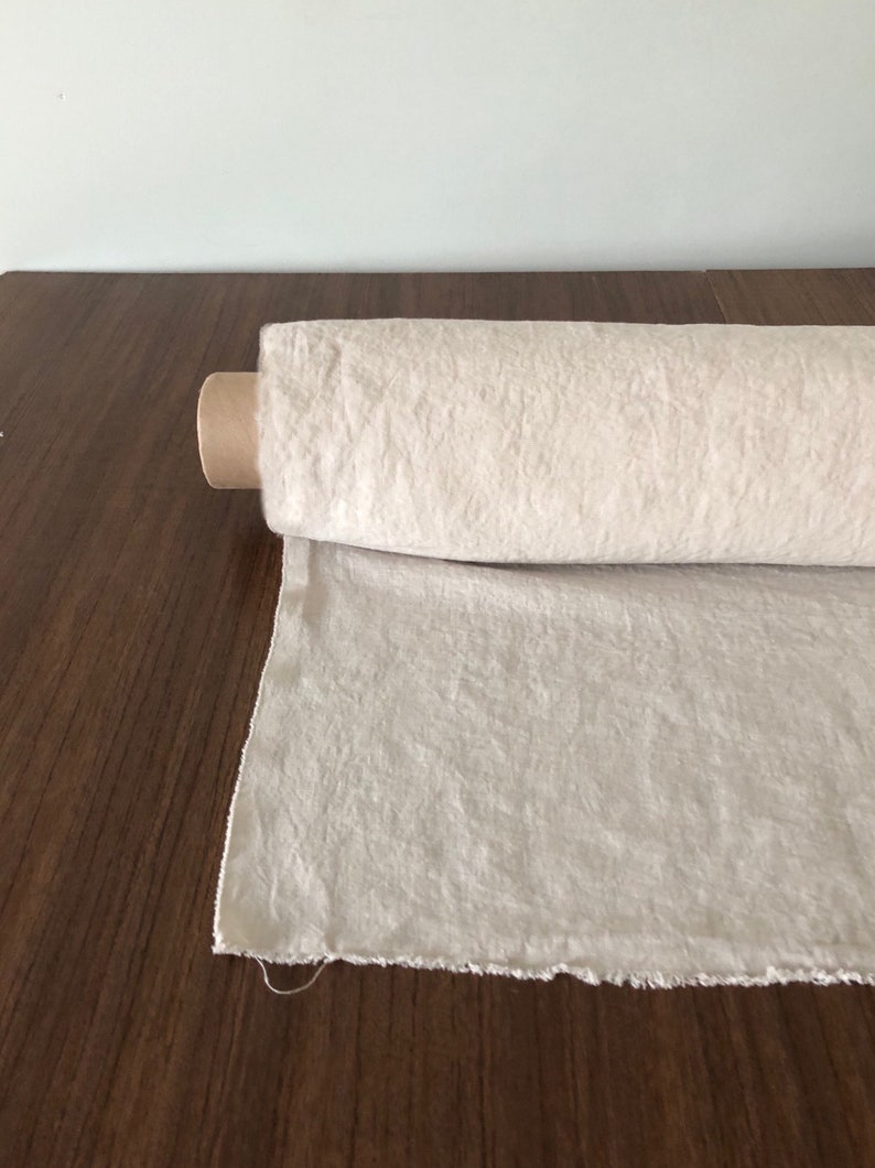 100 % extra ancho tejido natural LINO BGO27soft Beige, 195 g / 250cm de ancho de tela por el metro, ropa de cama imagen 1