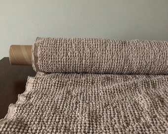 Waffle Linen Cotton Fabric: 88" Extra Wide Beige BGO137