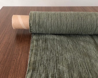 Cedar Green Waffle Linen Cotton Fabric: Bath & Kitchen Towel Material