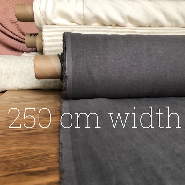 100 % EXTRA wide natural LINEN fabric BGO17_123soft , 250 cm width fabric by the metre, bedding linen, bedspread, sewing, linen t