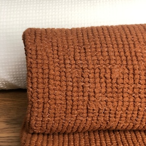 Waffle Linen Cotton Fabric: 94" Wide Squash BGO147W - By The Metre