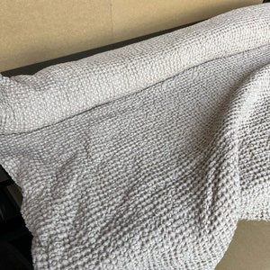 Extra Wide Waffle Linen Cotton Fabric: Warm Ivory BGO137, 88&quot; Wide