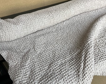Extra Wide Waffle Linen Cotton Fabric: Warm Ivory BGO137, 88" Wide