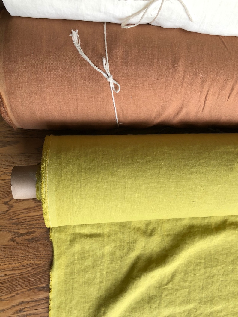 100 EXTRA Wide Natural LINEN Fabric BGO17 Yellowgreen Soft Etsy