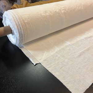 110 in EXTRA wide natural HEMP fabric BGH17L Soft Natural White, 285 cm width pure linen for BED linen, Luxury softened,