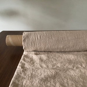 100 % EXTRA wide natural LINEN fabric BGO27soft creamy ,195 g/250cm width fabric by the metre, bedding