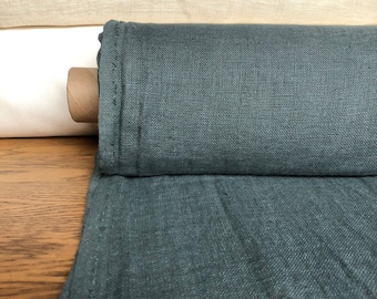 BGO24 949green 100 % tejido LINEN natural, tela de 200g/150 cm de ancho por el metro, ropa de cama, colcha, costura, tela de lino