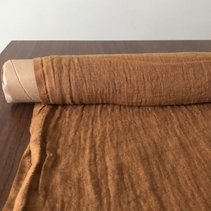 BGO24_ochre 100 % natural LINEN fabric, 200g/150 cm width fabric by the metre, bedding linen, bedspread, sewing, linen top fabric by the yar