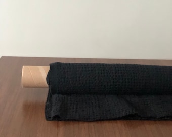 Black Waffle Linen Cotton Fabric: Extra Wide 88" - BGO137