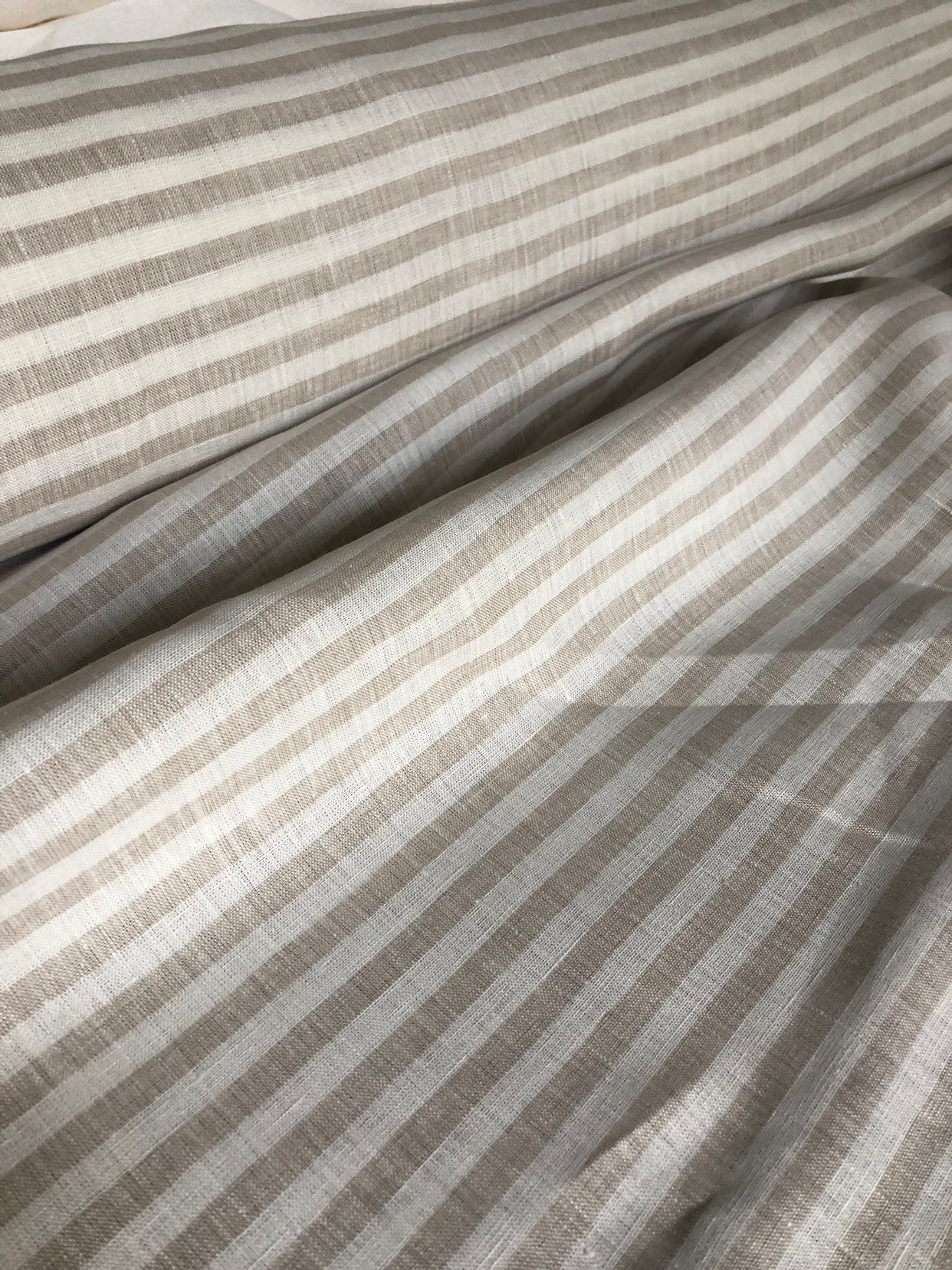 Striped 100 EXTRA Wide LINEN Fabric Bgo203_ebeige Not Etsy