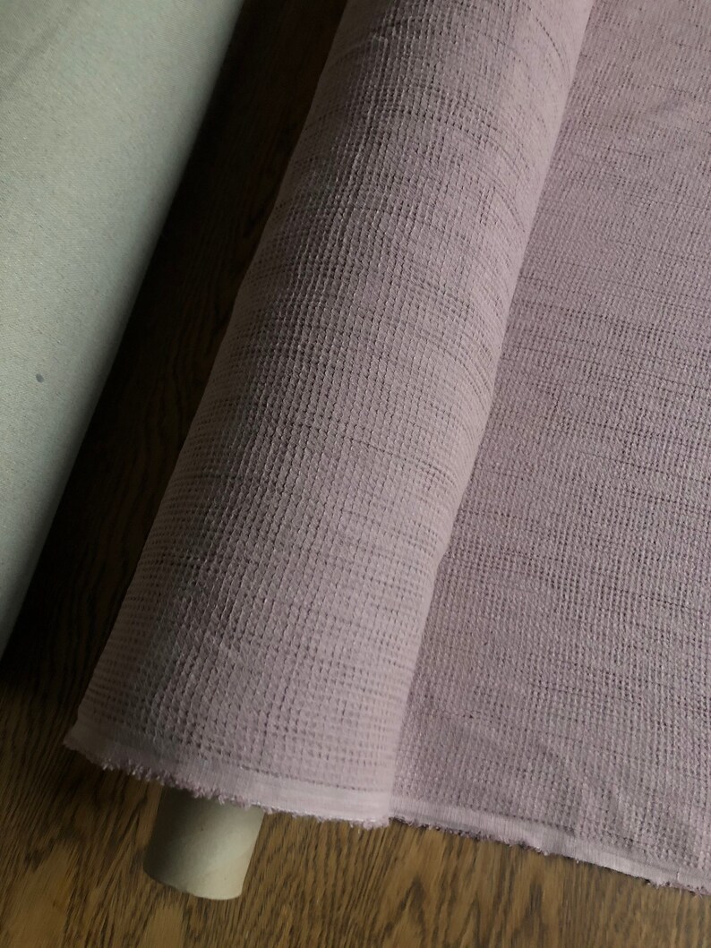Small Waffle Natural LINEN/COTTON Fabric BGO138 Dusty Lavender Etsy