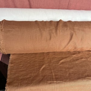 Dusty Ochre Linen Fabric: 100% French Flax, Softened (145cm Width)