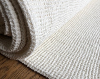 White Waffle Linen Fabric: 80" Extra Wide, 500g