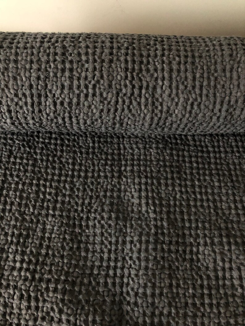 kitchen spa towel 88 EXTRA WIDE fabric bath towel Waffle natural LinenCotton fabric BGO137 Dark Grey 250g225cm fabric by the metre