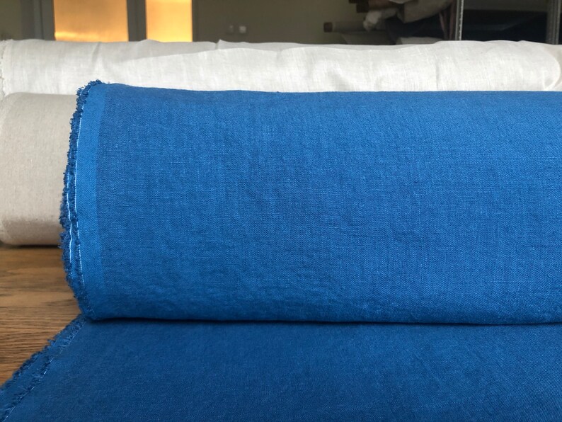 100 % EXTRA ancho natural LINEN tela BGO27soft azul marino, 195 g / 250cm de ancho tela por el metro, ropa de cama imagen 8