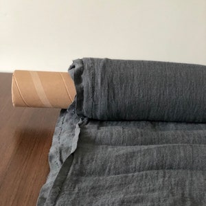 BGO24_dark grey 100 % natural LINEN fabric, 200g/150 cm width fabric by the metre, bedding linen, bedspread, sewing, linen top fabric by th
