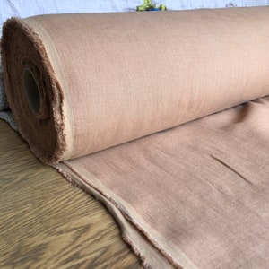 Extra Wide Linen Fabric: Soft Dusty Ochre, 250cm Width