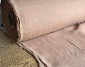Extra Wide Linen Fabric: Soft Dusty Ochre, 250cm Width