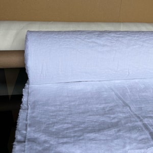 110 in EXTRA wide natural LINEN fabric BGO27L SOFT Bleached White, 195 g/285 cm width fabric by the metre, bedding