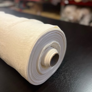 Stone Washed Linen Fabric: Natural White, Extra Wide 99&quot;