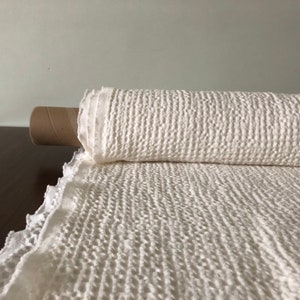 88" EXTRA WIDE fabric, Waffle natural Linen/Cotton fabric BGO137 Natural White, 250g/225cm fabric by the metre, bath towel kitchen towel spa