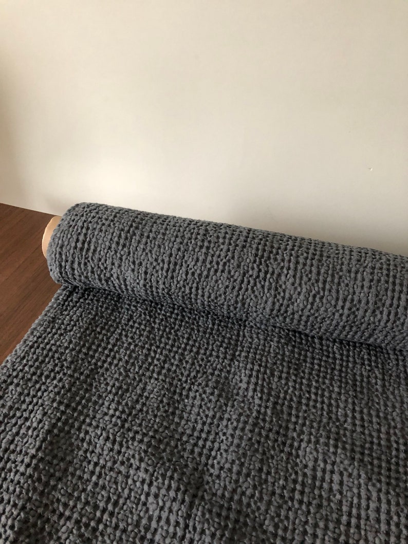 kitchen spa towel 88 EXTRA WIDE fabric bath towel Waffle natural LinenCotton fabric BGO137 Dark Grey 250g225cm fabric by the metre