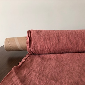 100 % EXTRA wide natural LINEN fabric BGO27soft Coral  ,195 g/250cm width fabric by the metre, bedding