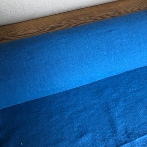 100 % EXTRA ancho natural LINEN tela BGO27soft azul marino, 195 g / 250cm de ancho tela por el metro, ropa de cama imagen 3