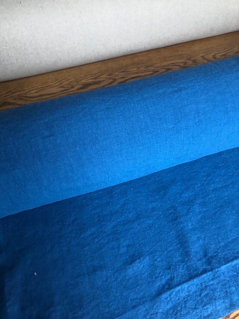 100 % EXTRA ancho natural LINEN tela BGO27soft azul marino, 195 g / 250cm de ancho tela por el metro, ropa de cama imagen 3