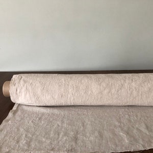 100 % extra ancho tejido natural LINO BGO27soft Beige, 195 g / 250cm de ancho de tela por el metro, ropa de cama imagen 4