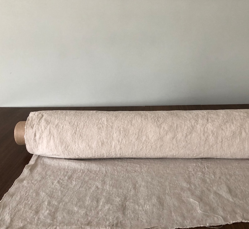 100 % extra ancho tejido natural LINO BGO27soft Beige, 195 g / 250cm de ancho de tela por el metro, ropa de cama imagen 4