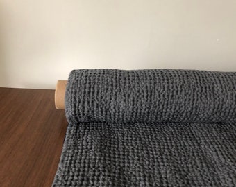 Extra Wide Waffle Linen Cotton Fabric: Dark Grey BGO137, 94" Wide