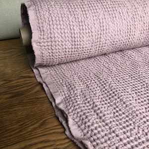 Extra Wide Waffle Linen Cotton Fabric: Dusty Lavender BGO137