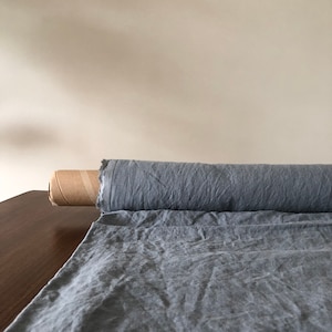 100 % EXTRA wide natural LINEN fabric BGO17soft Dolphin blue , 250 cm width fabric by the metre, bedding linen, bedspread, sewing, linen t