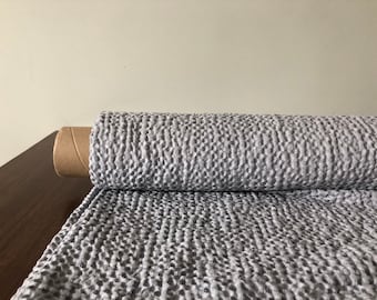 Waffle Linen Cotton Fabric: 88" Extra Wide Silver Blue BGO137