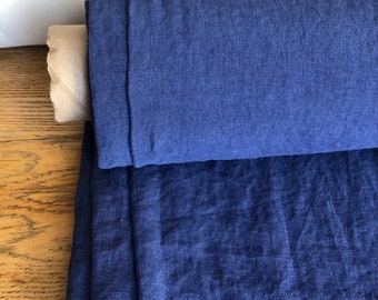 Tejido LINO natural 100 % EXTRA ancho BGO17 Zafiro Azul, tela de 250 cm de ancho por metro, ropa de cama, colcha, costura, lino