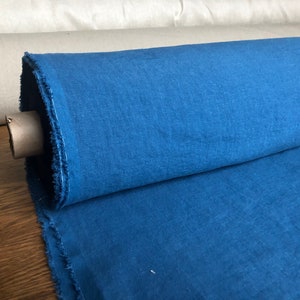 100 % EXTRA ancho natural LINEN tela BGO27soft azul marino, 195 g / 250cm de ancho tela por el metro, ropa de cama imagen 4