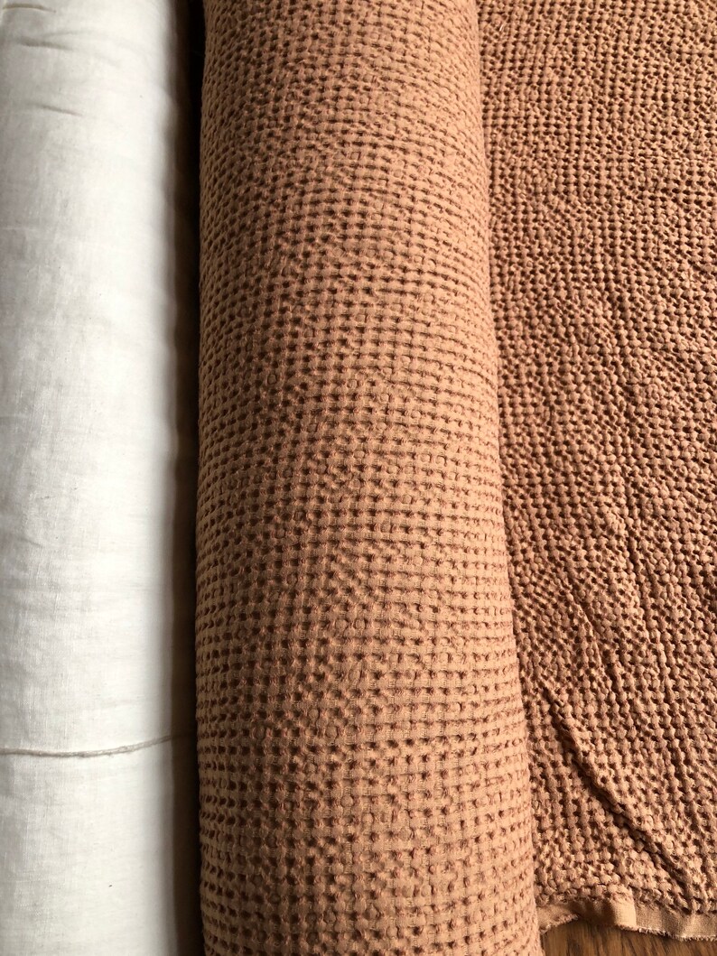 88 EXTRA WIDE fabric Waffle natural Linen/Cotton fabric Etsy